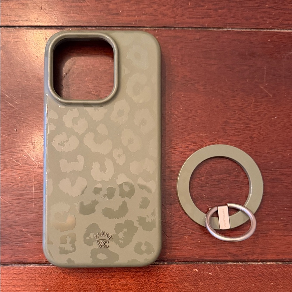 iPhone 15 Pro Velvet Caviar Sage Leopard Phone Case